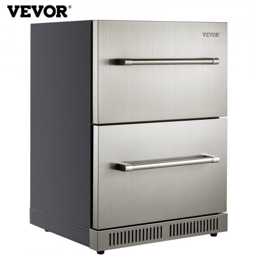 Refrigerador bajo mesada VEVOR Refrigerador empotrable de doble cajón 24 " SUS