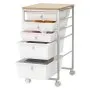 VEVOR Carrito Organizador de Metal con 5 Cajones, Carrito de Almacenamiento con Ruedas Giratorias de 360° y 2 Frenos, Tapa de Madera, Destornillador para Garaje Manualidades Baño Oficina Dormitorio