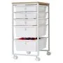 VEVOR Carrito Organizador de Metal con 5 Cajones, Carrito de Almacenamiento con Ruedas Giratorias de 360° y 2 Frenos, Tapa de Madera, Destornillador para Garaje Manualidades Baño Oficina Dormitorio
