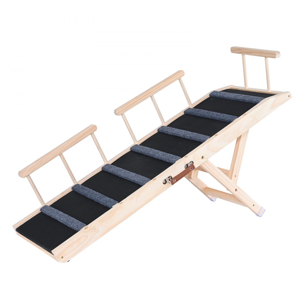 VEVOR Rampa para perros, rampa plegable para mascotas para cama, rampa ajustable para perros y gatos pequeños, grandes, viejos, rampa de madera para mascotas con rampa de 47.2 pulgadas de largo, ajustable de 13.8 a 27.6 pulgadas, adecuada para sofá, coche