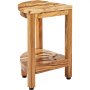 Banco de ducha de teca VEVOR con estantes de listones de dos niveles y construcción de madera resistente.