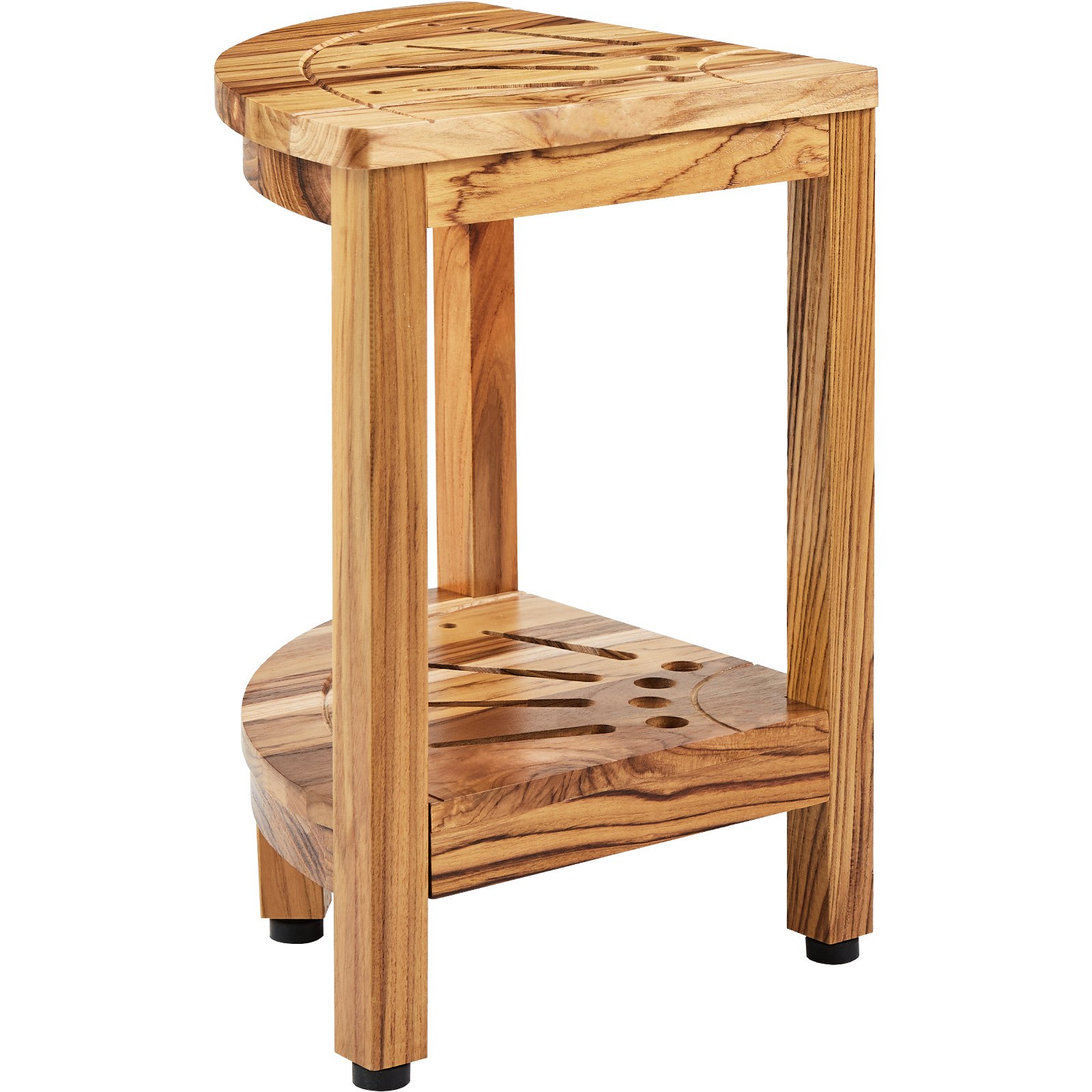 Banco de ducha de teca VEVOR con estantes de listones de dos niveles y construcción de madera resistente.