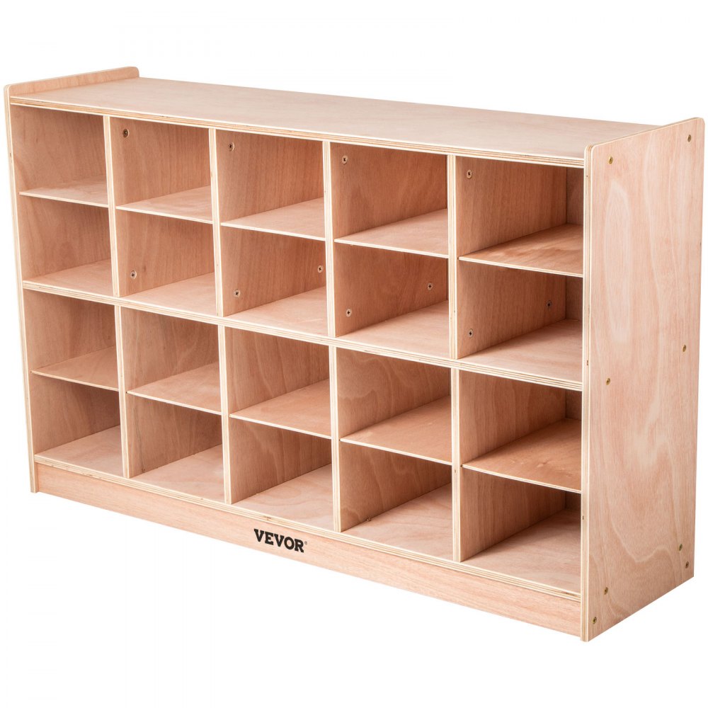 VEVOR Estantería Infantil para Juguetes y Libros de Madera 122x30x76 cm con 20 Rejillas y Ruedas Estantería Organizadora para Juguetes de Alta Capacidad a Prueba de Agua Librería de Juguetes Infantil