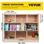 Armario de almacenamiento móvil con bandeja VEVOR Cubby, estante de almacenamiento con 8 compartimentos, armario de almacenamiento con 3 estantes, compartimentos para aulas, muebles para aulas en el hogar, guarderías y preescolares, color natural.