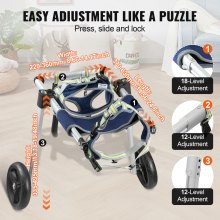 VEVOR Silla de ruedas para perros de 2 ruedas para patas traseras, silla de ruedas para mascotas, ligera y ajustable, ayuda en la curación, carrito para perros/silla de ruedas para heridos, discapacitados, parálisis, mascotas débiles con extremidades traseras (M)