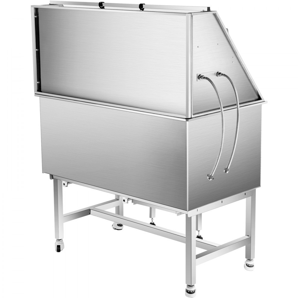 VEVOR Bañera de Acero Inoxidable para Mascota con Capacidad de 100 kg, Tina de Baño de Perro para Ducha 64 x 125 x 151 cm, Bañera de Mascotas de Ducha con Grifo, Bañera Acero Inoxidable para Perros