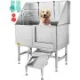 VEVOR Bañera de Acero Inoxidable para Mascota con Capacidad de 100 kg, Tina de Baño de Perro para Ducha 64 x 125 x 151 cm, Bañera de Mascotas de Ducha con Grifo, Bañera Acero Inoxidable para Perros