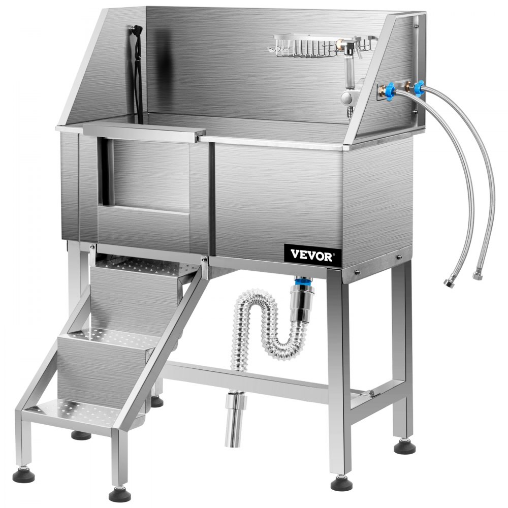 Tuspuzz Bañera de aseo para perros VEVOR, bañera de lavado para perros, salón de ducha de acero inoxidable de 38 pulgadas de largo