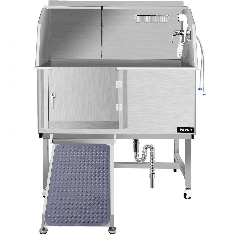 VEVOR Bañera de aseo para perros, bañera de lavado para perros, salón de ducha de acero inoxidable de 50 pulgadas de alto