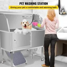 VEVOR Bañera de aseo para perros VEVOR bañera de lavado para perros salón de ducha de acero inoxidable de 50 pulgadas de alto