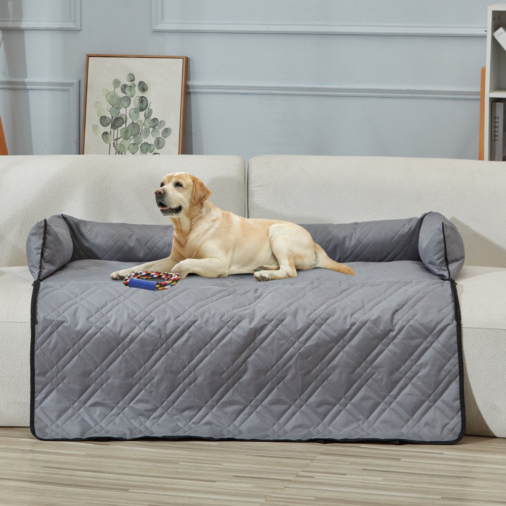 Asiento de coche para perro VEVOR, asiento elevador impermeable para coche, asiento para mascotas con correa de seguridad con clip, relleno de algodón PP, cama para perro mediano y grande de hasta 45 kg, gris