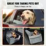 Asiento de coche para perro VEVOR, asiento elevador para coche con bolsillo de almacenamiento, correa de seguridad con clip, relleno de esponja, cama para coche para perros medianos y grandes de hasta 25 kg, gris