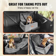 Asiento elevador para coche para perros VEVOR Asiento elevador para coche para mascotas para perros pequeños y medianos de hasta 40 libras Gris