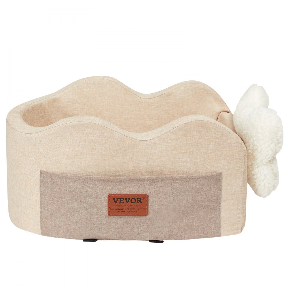 Asiento de coche para perros VEVOR con consola central, asiento elevador para perros pequeños, asiento para mascotas con reposabrazos, correa con clip, correas ajustables, soporta hasta 3,6 kg, marrón claro