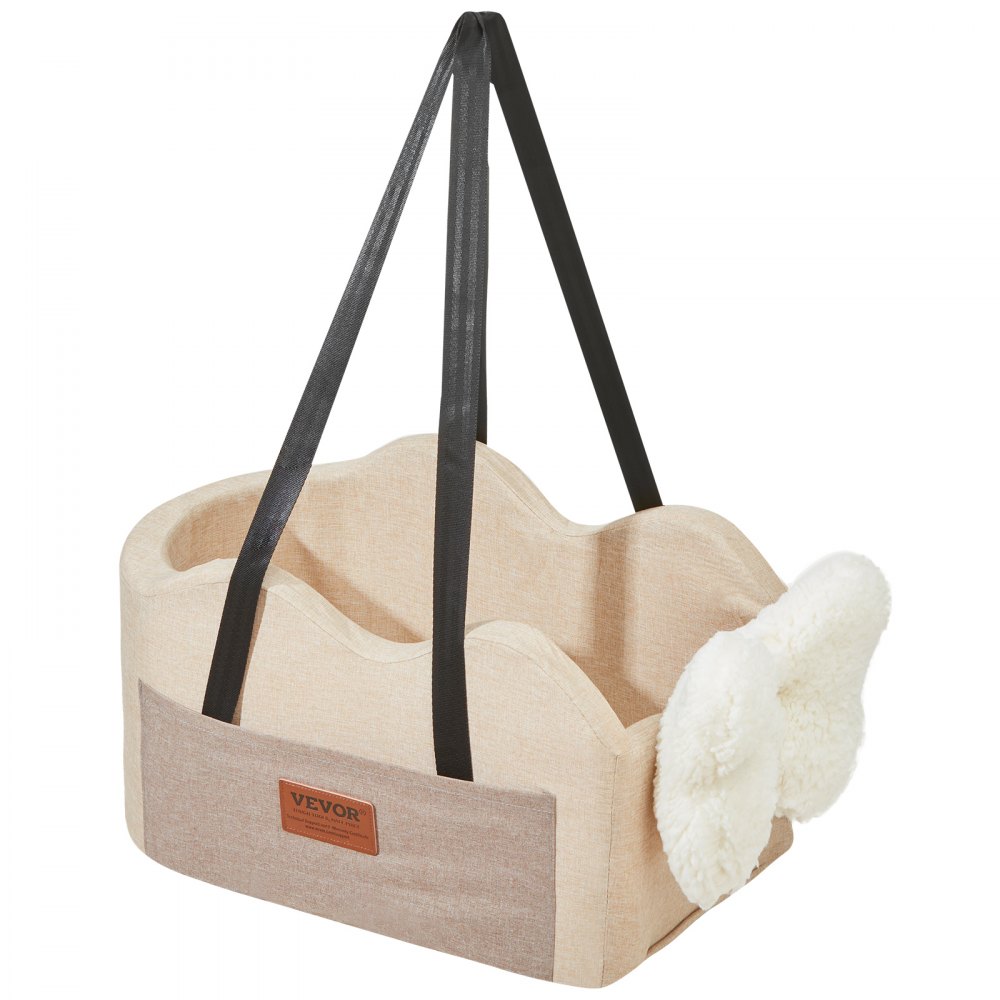 Asiento de coche para perros VEVOR con consola central, asiento elevador para perros pequeños, asiento para mascotas con reposabrazos, correa con clip, correas ajustables, soporta hasta 3,6 kg, marrón claro