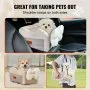 Asiento de coche para perros VEVOR con consola central, asiento elevador para perros pequeños, asiento para mascotas con reposabrazos, correa con clip, correas ajustables, soporta hasta 3,6 kg, marrón claro