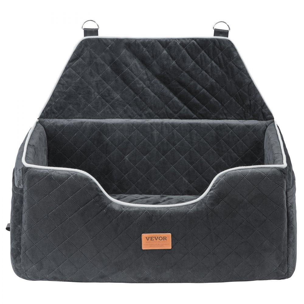 Asiento de coche para perro VEVOR, asiento elevador para coche con bolsillo de almacenamiento, correa de seguridad con clip, relleno de esponja, cama para coche para perros medianos y grandes de hasta 25 kg, color negro