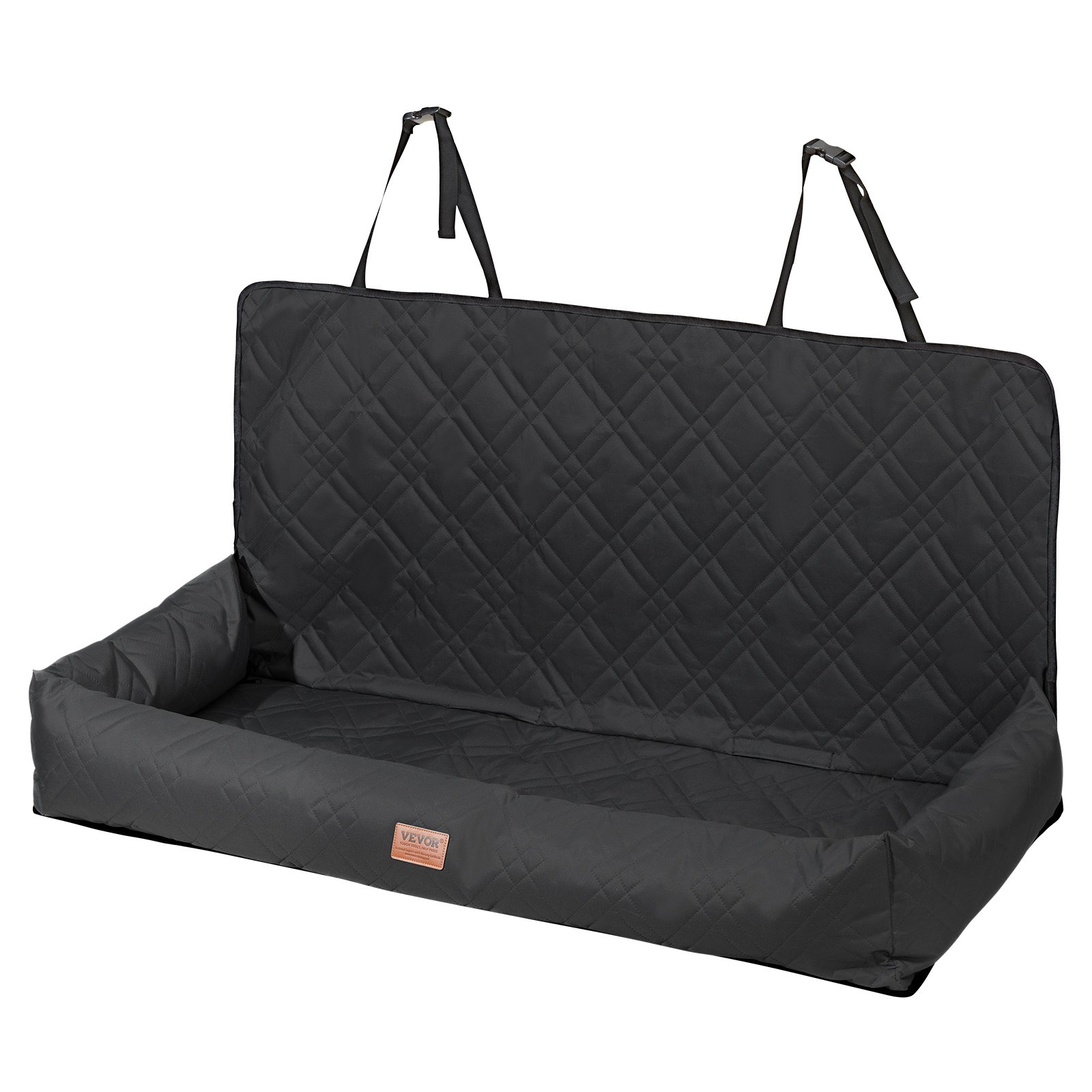 Asiento de coche para perro VEVOR, asiento elevador impermeable para coche, asiento para mascotas con correa de seguridad con clip, relleno de algodón PP, cama para perro mediano y grande de hasta 45 kg, color negro