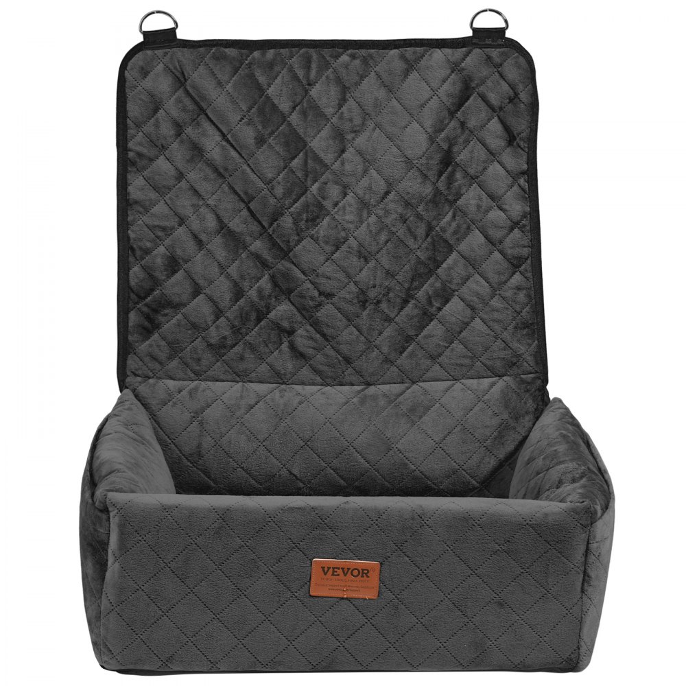 Asiento de coche para perros VEVOR, asiento elevador para coche con bolsillo de almacenamiento, correa de seguridad con clip, relleno de esponja y algodón PP, cama para perros pequeños y medianos de hasta 18 kg, color negro