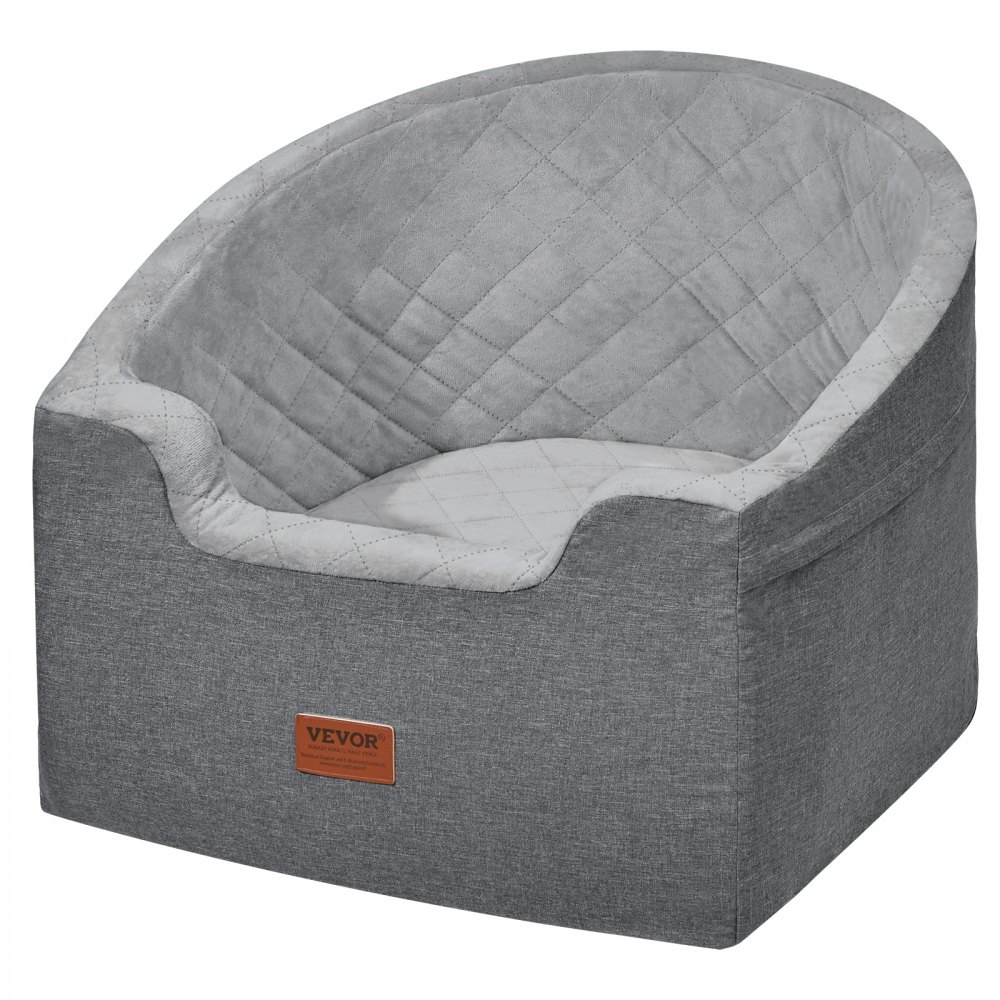 Asiento de coche para perros VEVOR, asiento elevador impermeable para coche con bolsillo de almacenamiento, correa de seguridad con clip y relleno de esponja, cama para perros pequeños y medianos de hasta 25 kg, gris