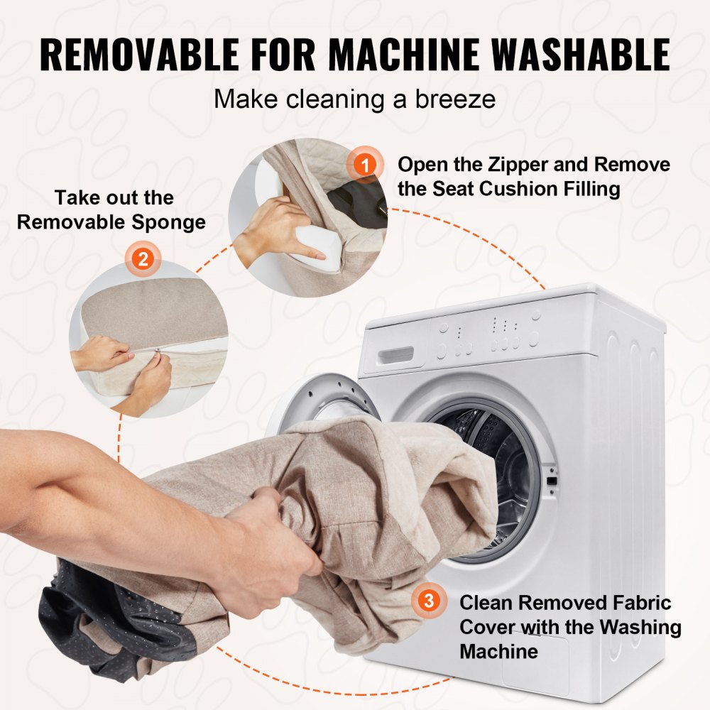 Asiento de coche para perros VEVOR, asiento elevador impermeable para coche con bolsillo de almacenamiento, correa de seguridad con clip y relleno de esponja, cama para perros pequeños y medianos de hasta 25 kg, color marrón