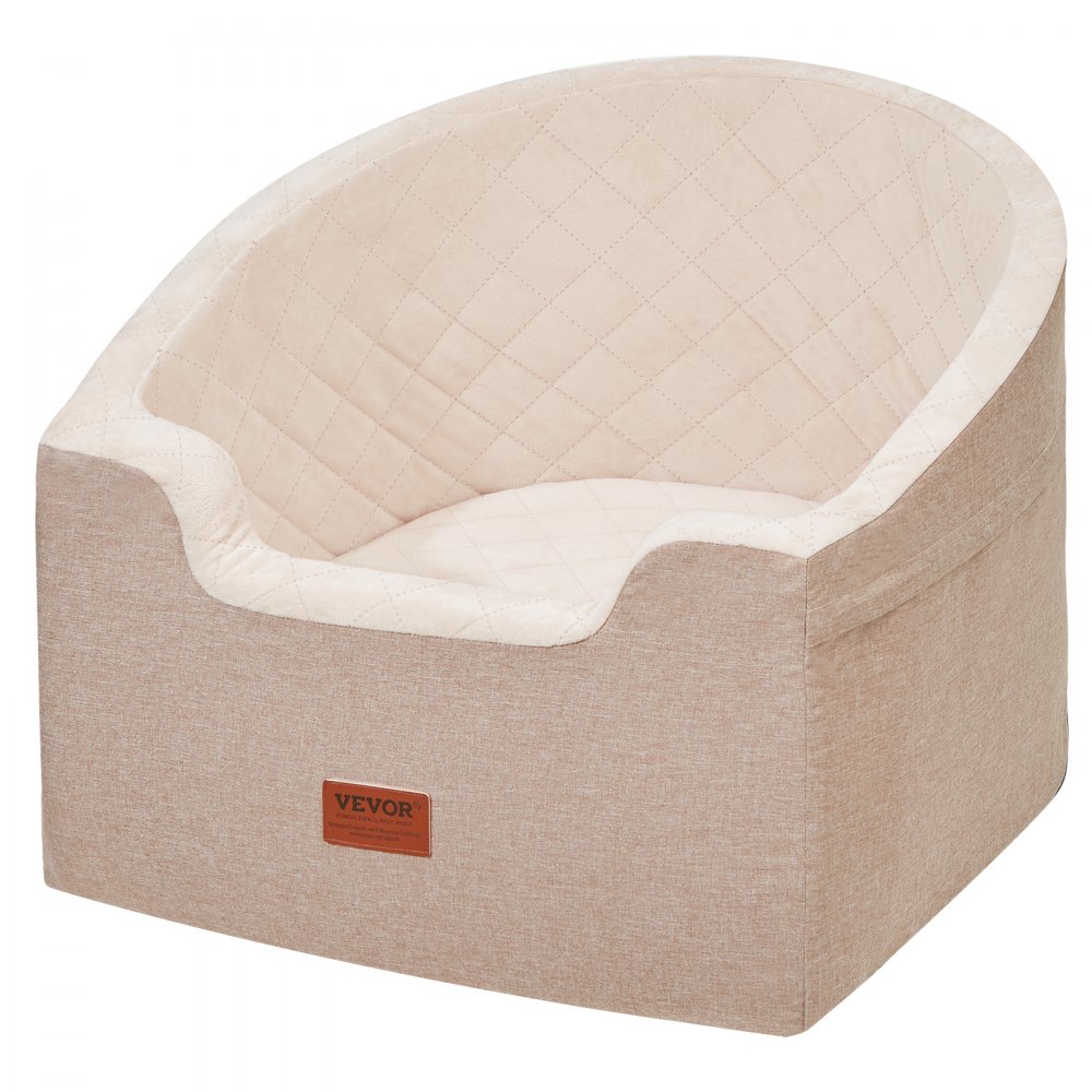 Asiento de coche para perros VEVOR, asiento elevador impermeable para coche con bolsillo de almacenamiento, correa de seguridad con clip y relleno de esponja, cama para perros pequeños y medianos de hasta 25 kg, color marrón