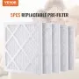 Prefiltros protectores VEVOR (paquete de 5), repuesto de filtro de aire de 15,75 x 15,75 pulgadas, filtros de etapa 1 de alta eficiencia, compatibles con BlueDri y depuradores VEVOR, purificadores de aire y equipos de restauración de daños por agua.
