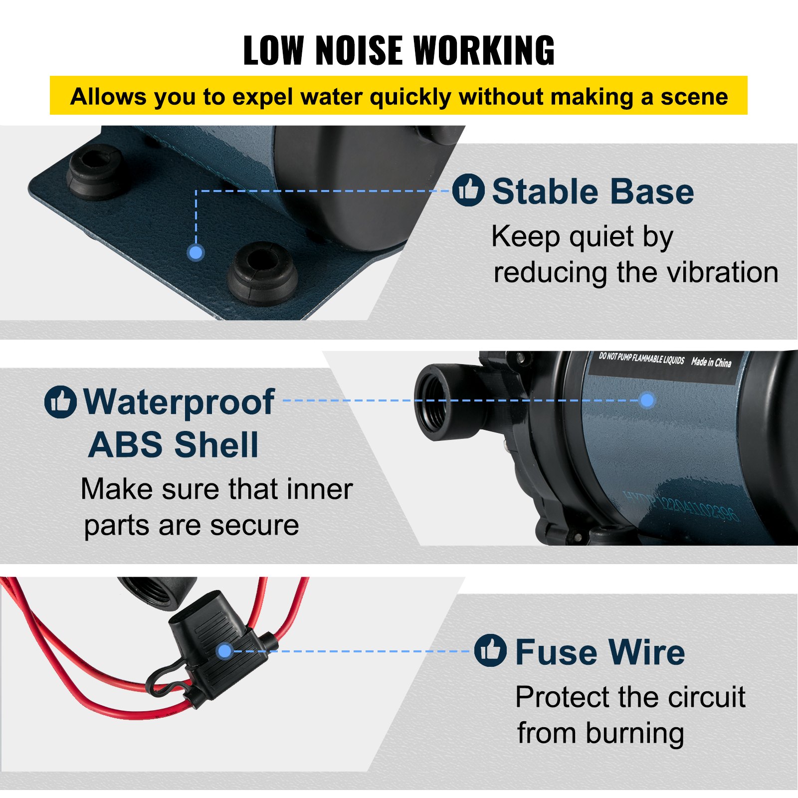Bomba de lavado VEVOR, 12 V CC, 7 GPM 60 PSI, máx. Bomba de agua autocebante de elevación de 10 pies, con válvula EPDM, filtro de agua salada universal y rosca hembra/macho, para RV, cubierta marina, yate
