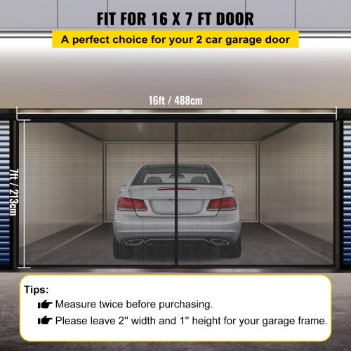 VEVOR Malla para Puerta de Garaje 16x7pies para 2 Autos Parte Inferior Magnética