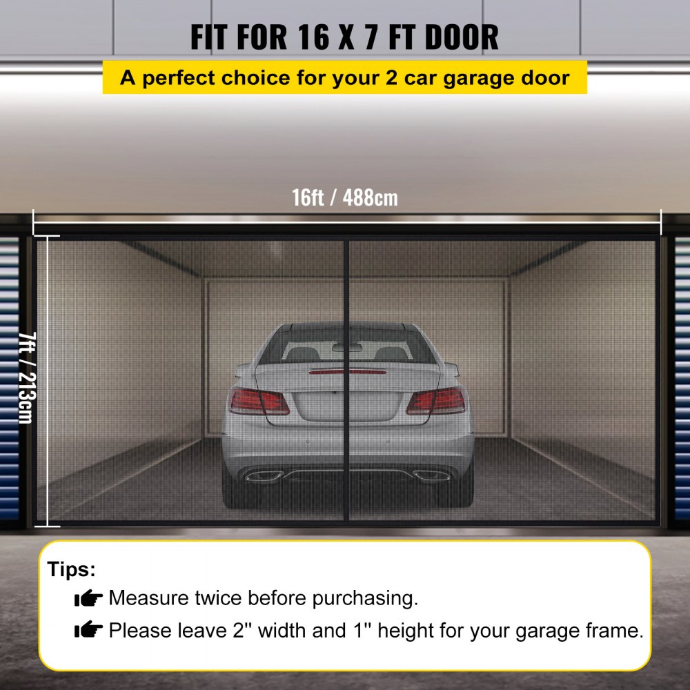 Mampara de puerta de garaje VEVOR de 16 x 7 pies, perfecta para puertas de garaje de 2 automóviles.