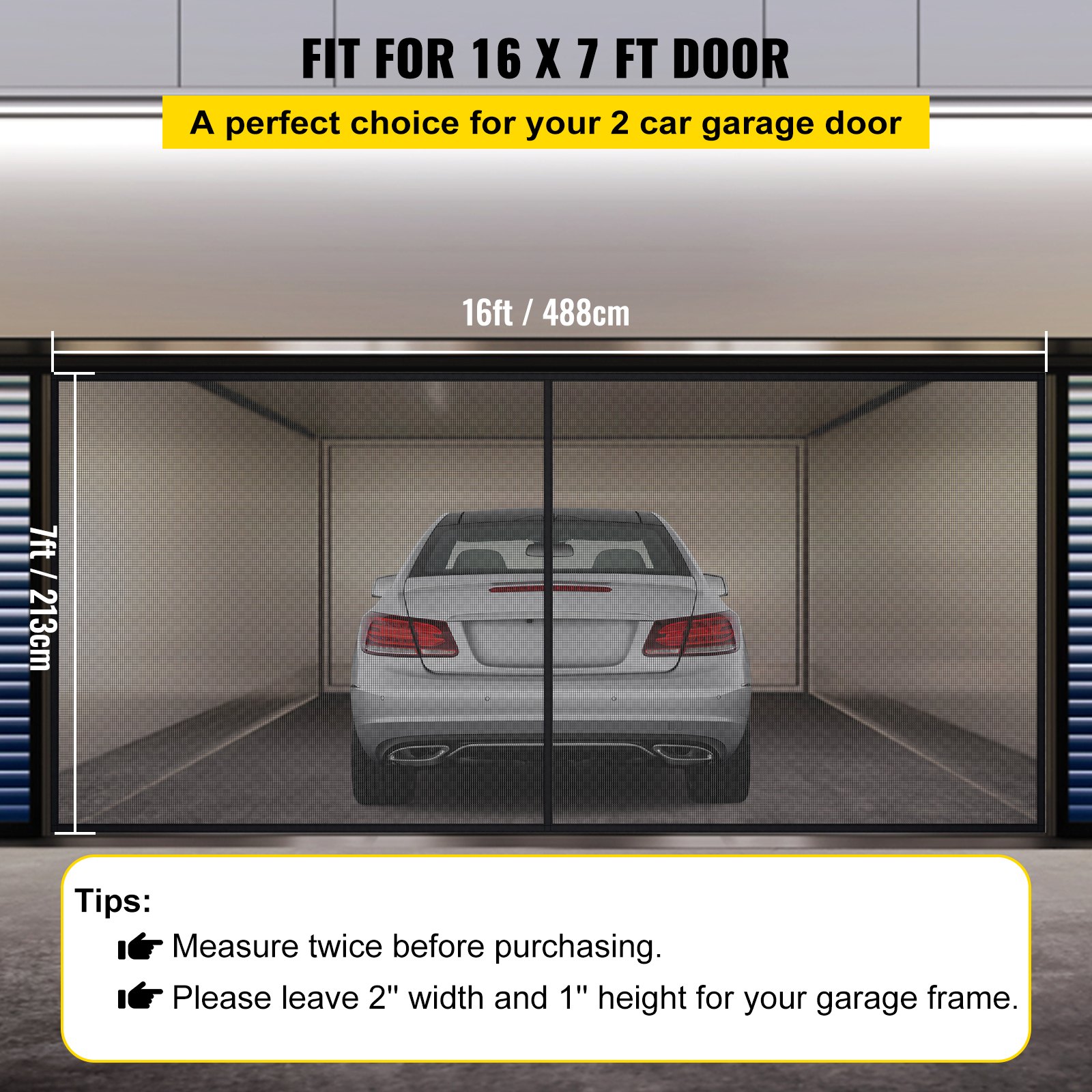 Mampara de puerta de garaje VEVOR de 16 x 7 pies, perfecta para puertas de garaje de 2 automóviles.