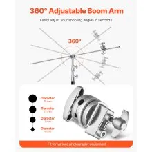 Soporte C con brazo articulado Altura máxima 10,83 pies/330 cm Soporte de luz para fotografía