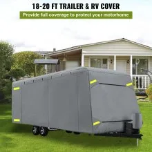 VEVOR RV Cover 18'-20' RV & Trailer Cover Extra-Grueso 4 Capas Travel Trailer RV Cover Durable Camper Cover, Impermeable Transpirable Anti-UV Ripstop para RV Motorhome con Parche Adhesivo y Bolsa de Almacenamiento