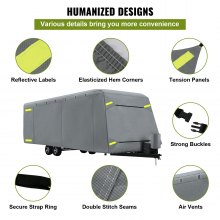 VEVOR RV Cover 20'-22' RV & Trailer Cover Extra-Grueso 4 Capas Travel Trailer RV Cover Durable Camper Cover, Impermeable Transpirable Anti-UV Ripstop para RV Motorhome con Parche Adhesivo y Bolsa de Almacenamiento