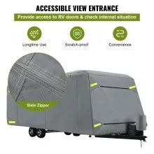 VEVOR RV Cover 24'-27' RV & Trailer Cover Extra-Grueso 4 Capas Travel Trailer RV Cover Durable Camper Cover, Impermeable Transpirable Anti-UV Ripstop para RV Motorhome con Parche Adhesivo y Bolsa de Almacenamiento