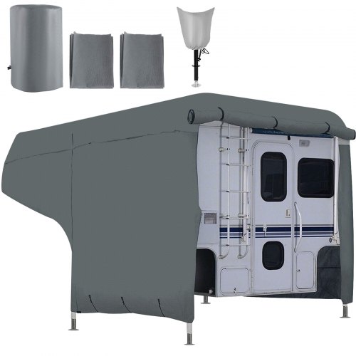 VEVOR RV Cover, 10'-12' Travel Trailer RV Cover, a prueba de viento RV y Trailer Cover, extra gruesa 4 capas Durable Camper Cover, impermeable Ripstop Anti-UV para RV Motorhome con parche adhesivo y bolsa de almacenamiento