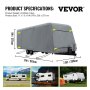 VEVOR RV Cover, 14'-16' Travel Trailer RV Cover, a prueba de viento RV y Trailer Cover, Extra-Grueso 4 Capas Durable Camper Cover, Impermeable Ripstop Anti-UV para RV Motorhome con parche adhesivo y bolsa de almacenamiento