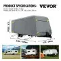 VEVOR RV Cover, 33'-35' Travel Trailer RV Cover, a prueba de viento RV y Trailer Cover, extra gruesa 4 capas Durable Camper Cover, impermeable Ripstop Anti-UV para RV Motorhome con parche adhesivo y bolsa de almacenamiento