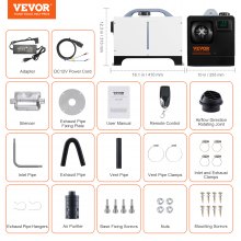 VEVOR 5-8KW Calentador diésel, calentador de aire diésel todo en uno con control remoto y pantalla LCD, calentamiento rápido, bajo nivel de ruido, calentador diésel portátil para camión, furgoneta, RV, remolque, autocaravana e interiores