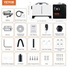 VEVOR 5-8KW Calentador diésel, calentador de aire diésel todo en uno con control remoto y pantalla LCD, calentamiento rápido, bajo nivel de ruido, calentador diésel portátil para camión, furgoneta, RV, remolque, autocaravana e interiores
