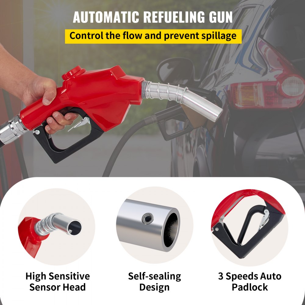 Pistola de reabastecimiento automático, cabezal de sensor de alta sensibilidad, diseño autosellado, candado automático de 3 velocidades.