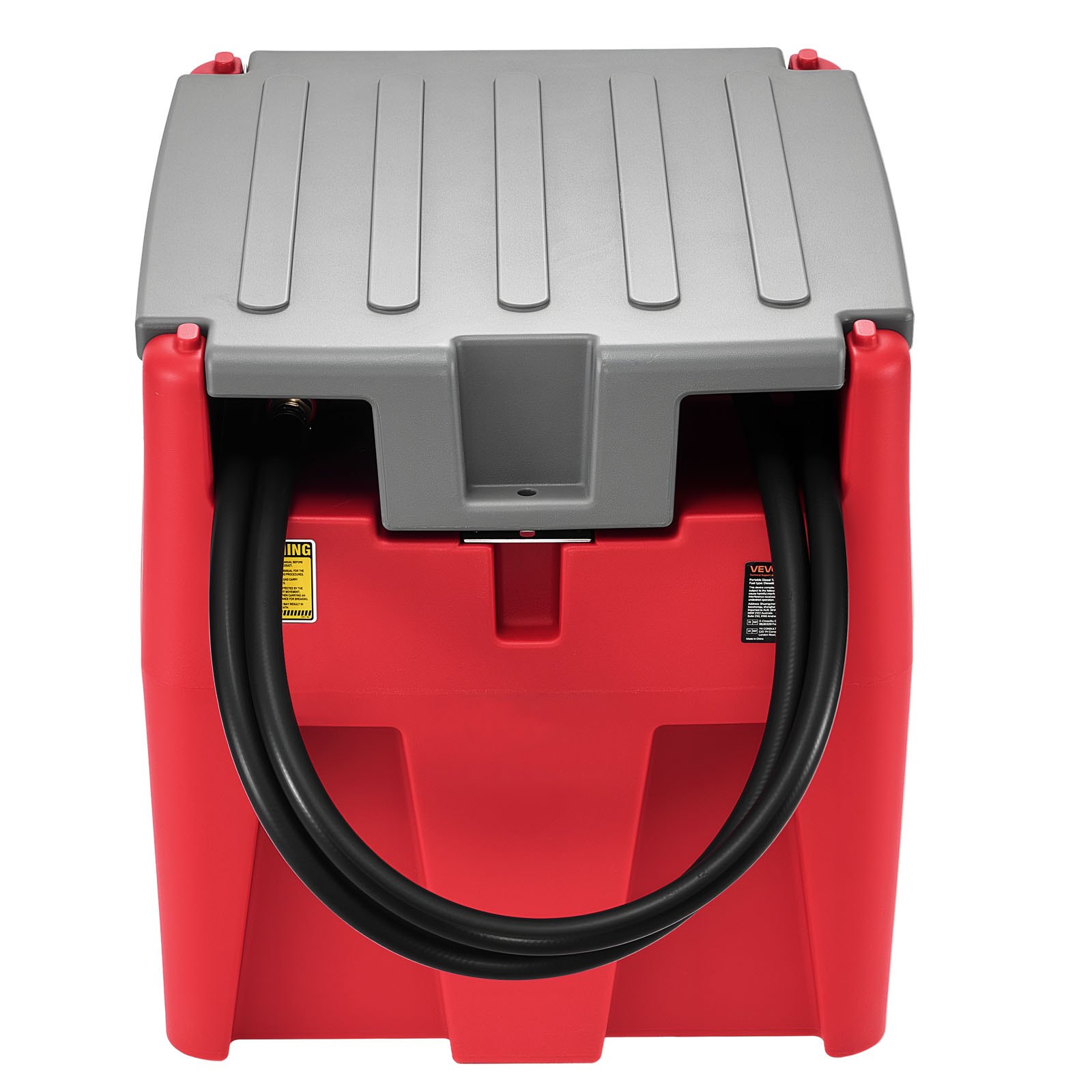 VEVOR Tanque de Diésel Portátil, Tanque de Combustible de Capacidad de 220 L con Bomba de Transferencia Eléctrica y Manguera de Goma de 3,9 m, Contendor de Transferencia de Diésel de PE, Rojo
