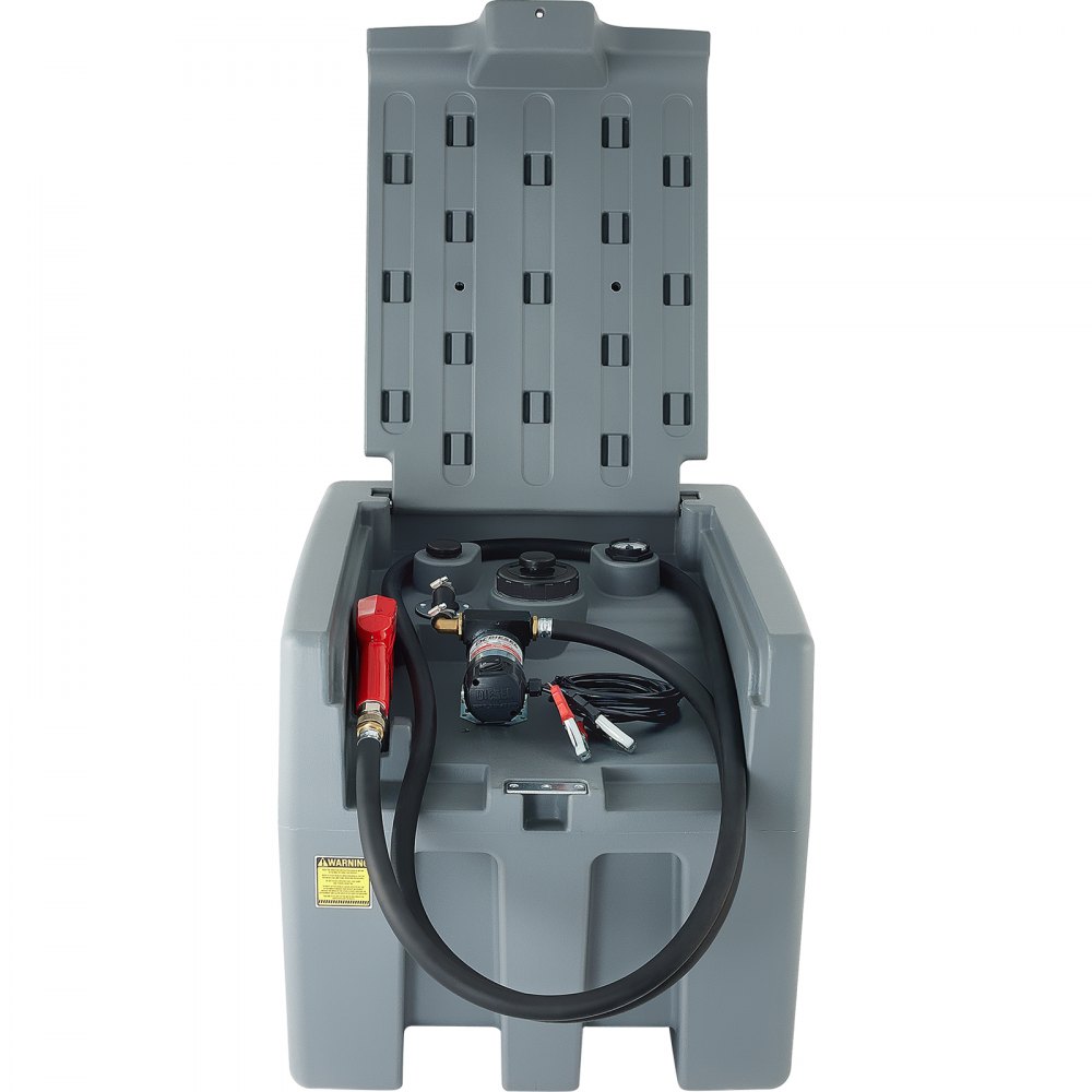 Tanque de diésel portátil VEVOR, capacidad de 58 galones, tanque de combustible diésel con bomba de transferencia eléctrica de 12 V, tanque de transferencia de diésel de polietileno para facilitar el transporte de combustible, gris