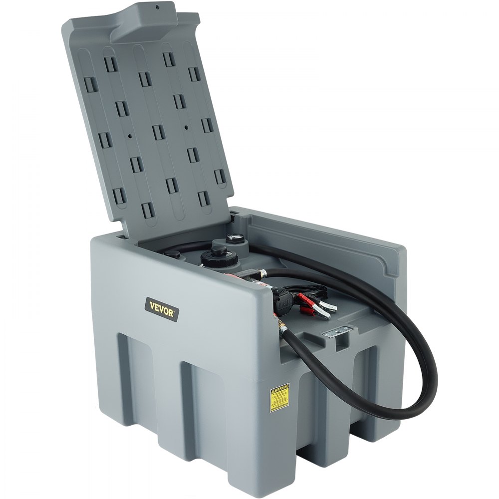 Tanque de diésel portátil VEVOR, capacidad de 58 galones, tanque de combustible diésel con bomba de transferencia eléctrica de 12 V, tanque de transferencia de diésel de polietileno para facilitar el transporte de combustible, gris