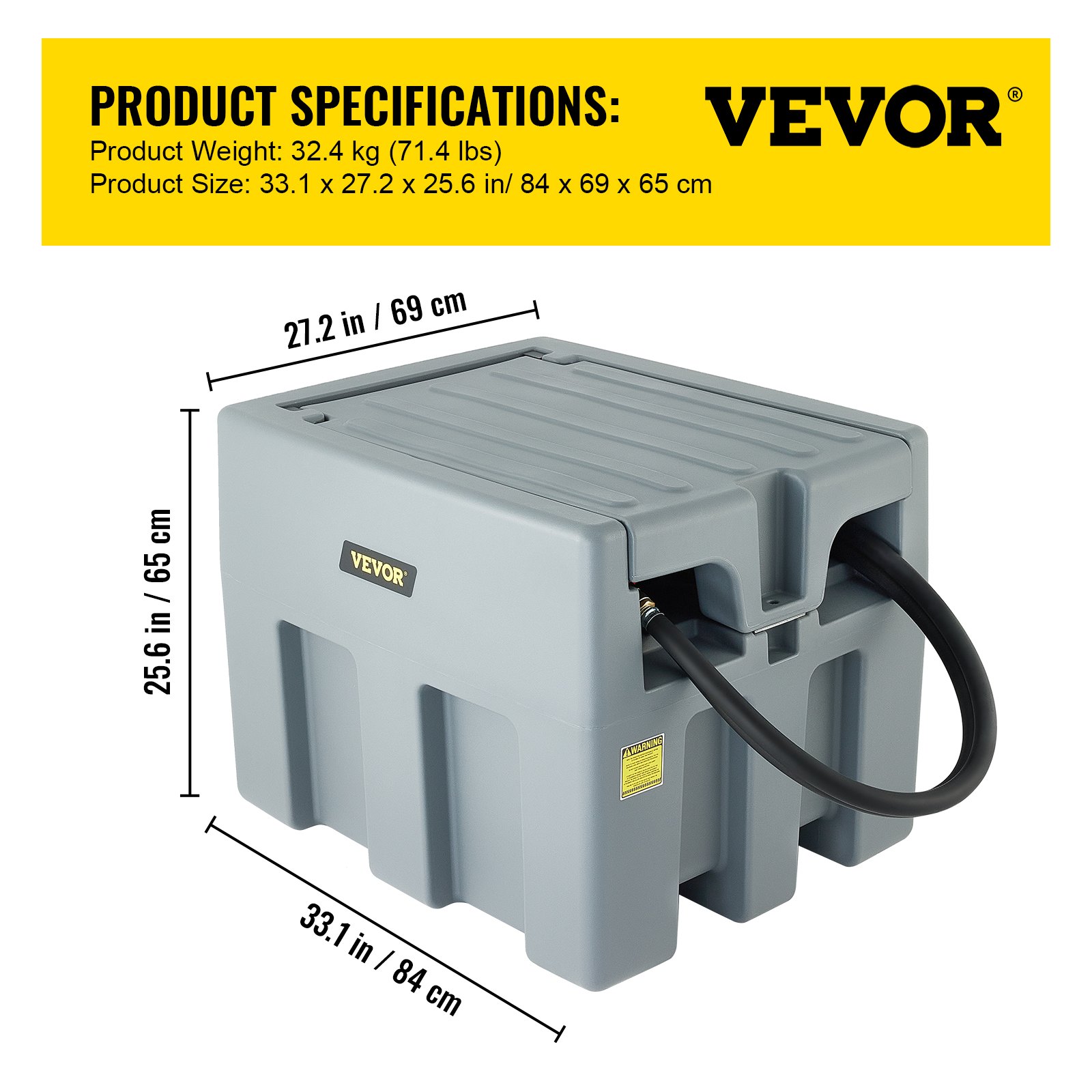 Tanque de diésel portátil VEVOR, capacidad de 58 galones, tanque de combustible diésel con bomba de transferencia eléctrica de 12 V, tanque de transferencia de diésel de polietileno para facilitar el transporte de combustible, gris