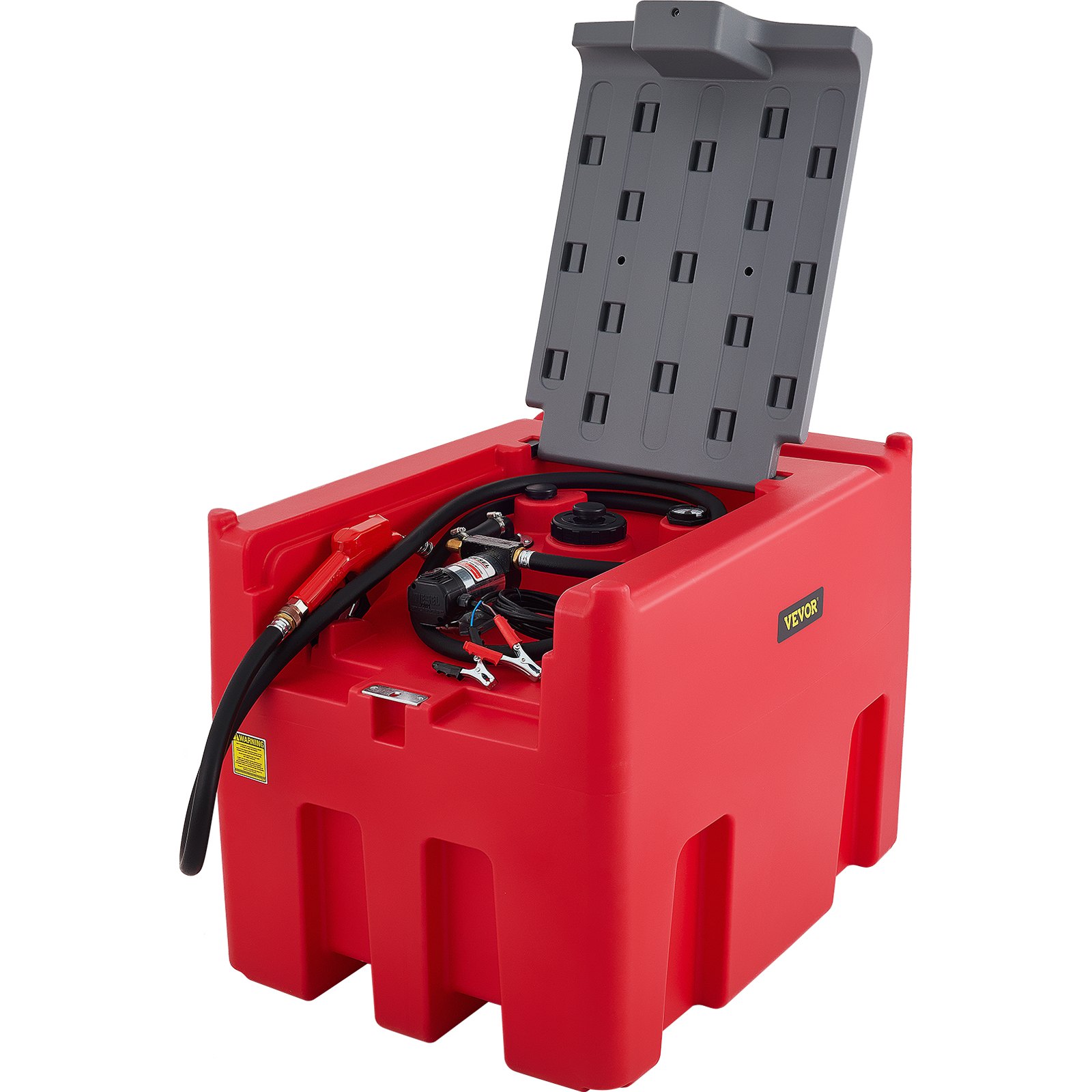 Tanque diésel portátil VEVOR, capacidad de 116 galones, depósito de combustible diésel con bomba de transferencia eléctrica de 12 V, depósito de transferencia diésel de polietileno para facilitar el transporte de combustible, rojo