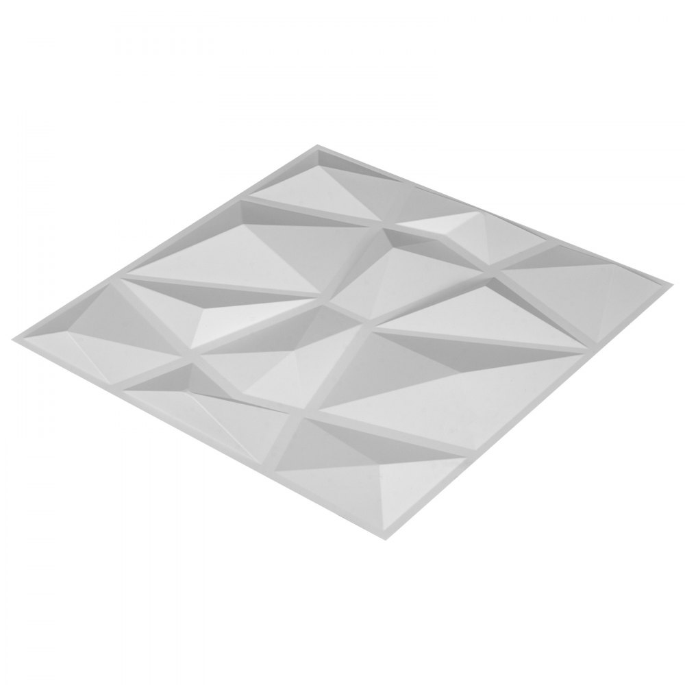 VEVOR Paquete de 13 paneles de PVC 3D ondulados de 19,7 x 19,7 pulgadas, color blanco diamante, para decoración de paredes interiores. Azulejos de pared 3D texturizados, 32 pies cuadrados.