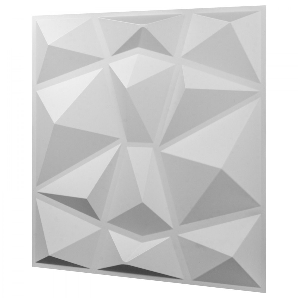 VEVOR Paquete de 13 paneles de PVC 3D ondulados de 19,7 x 19,7 pulgadas, color blanco diamante, para decoración de paredes interiores. Azulejos de pared 3D texturizados, 32 pies cuadrados.