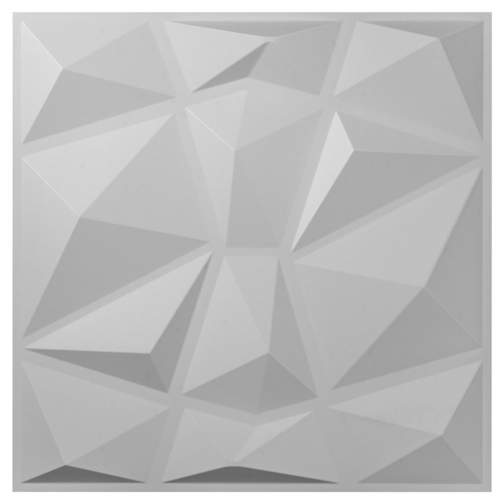 VEVOR Paquete de 13 paneles de PVC 3D ondulados de 19,7 x 19,7 pulgadas, color blanco diamante, para decoración de paredes interiores. Azulejos de pared 3D texturizados, 32 pies cuadrados.