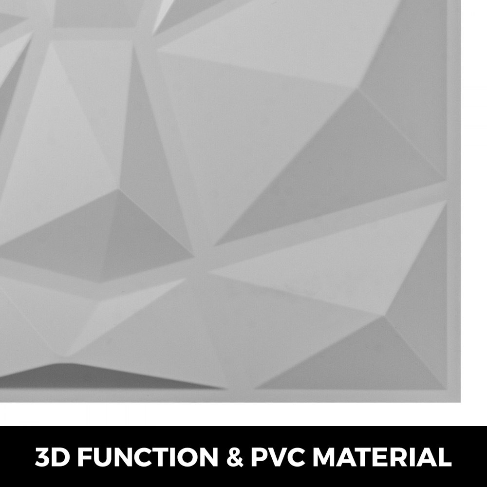 VEVOR Paquete de 13 paneles de PVC 3D ondulados de 19,7 x 19,7 pulgadas, color blanco diamante, para decoración de paredes interiores. Azulejos de pared 3D texturizados, 32 pies cuadrados.